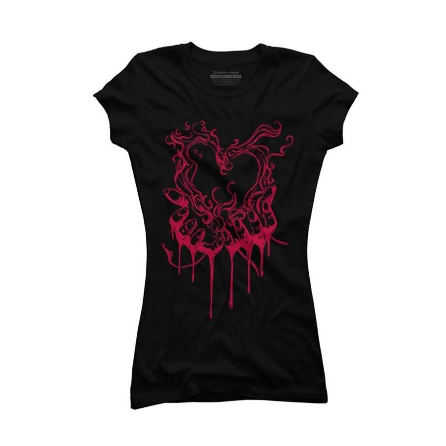 Women’S Fashion Summer T-Shirt Heart Of Blood Juniors’ Black Graphic T Shirt Women Funny T Shirts