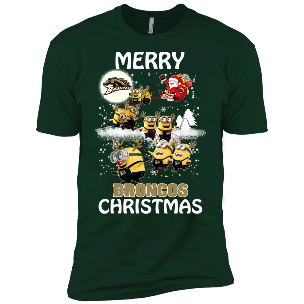 Buy Western Michigan Broncos Ugly Christmas Sweaters Minions Santa Claus Merry Christmas Men’s T-Shirt