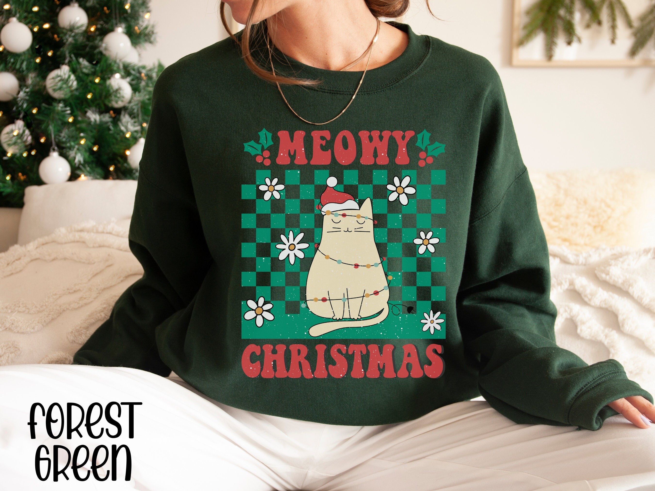 Christmas Sweatshirt,Christmas Sweater,Meowy Christmas Sweatshirt,Christmas Cat Sweatshirt,Retro Christmas Shirt,2022 Very Merry Christmas