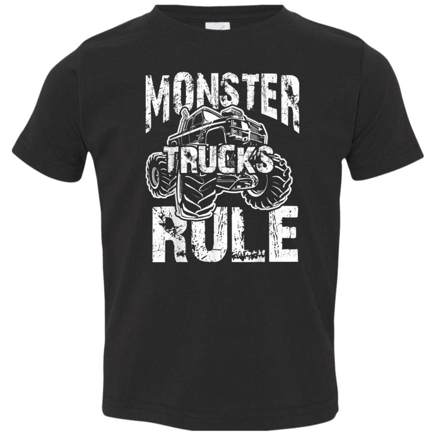 MONSTER TRUCKS RULE Jam Monster Truck Boys TShirt 3321 Rabbit Skins Toddler Jersey T-Shirt