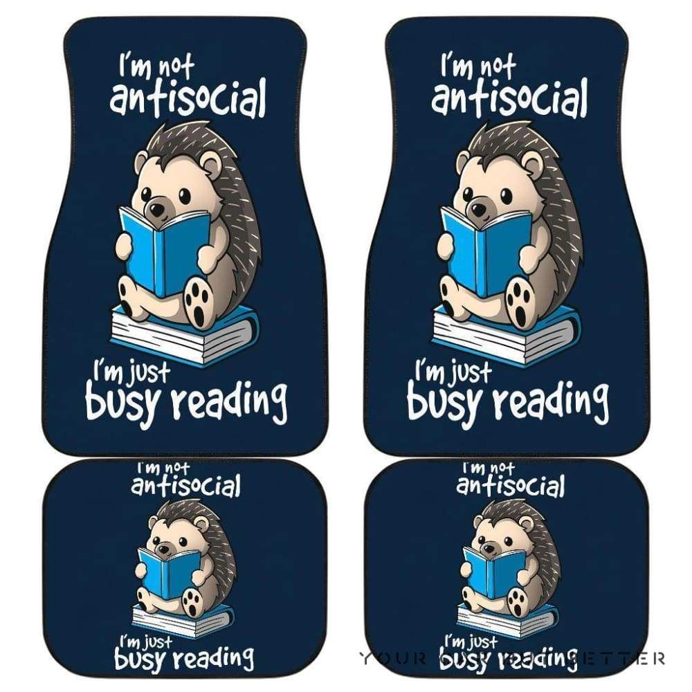 Reading Hedgehog Busy Reading Book Funny Wild Animal Car Floor Mats 173218 Personalized Car Seat Floor Mat Custom Print