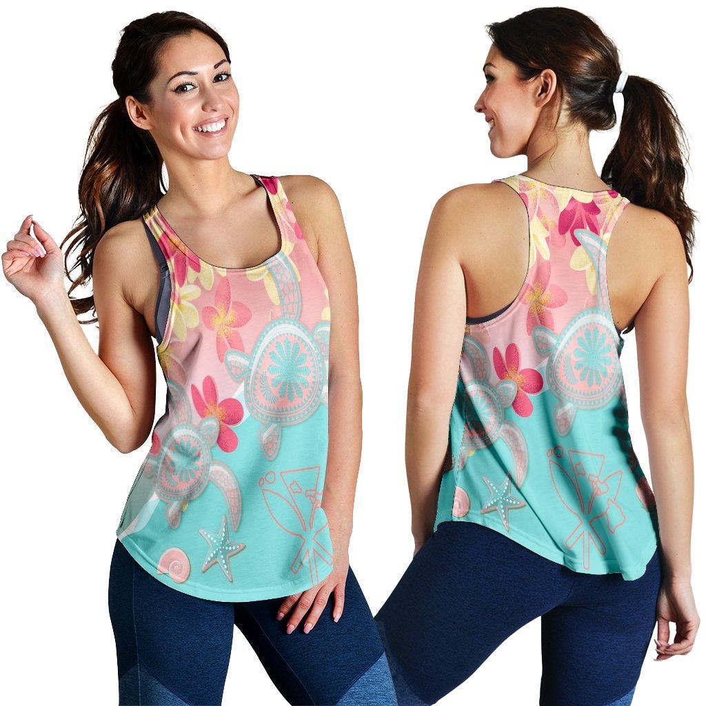 Hawaiian Sea Turtle Plumeria Racerback Tank Ha38065