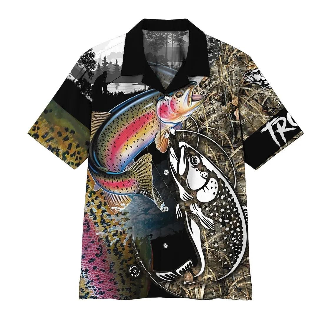 Trout Fish Aloha Hawaiian Shirt Colorful Short Sleeve Summer Beach Casual Shirt For Men And Women