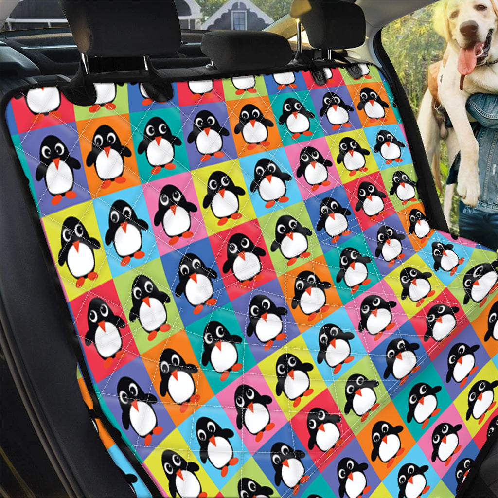 Cute Colorful Penguin Pattern Print Pet Car Back Seat Cover