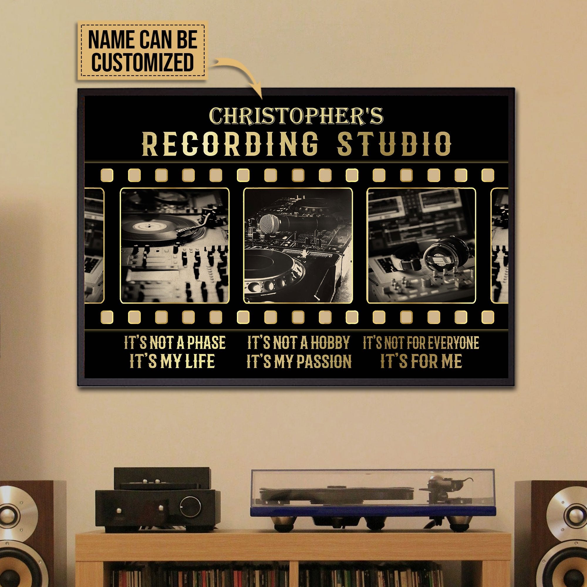 Aeticon Gifts Personalized Dj Recording Studio Film Roll Canvas Mom Dad Gift Home Decor