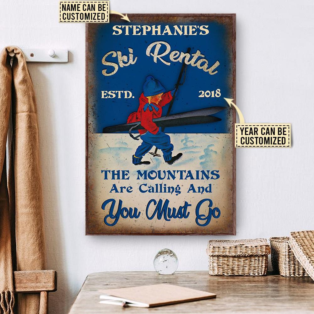 Aeticon Gifts Personalized Skiing Ski Rental Canvas Mom Dad Gift Home Decor