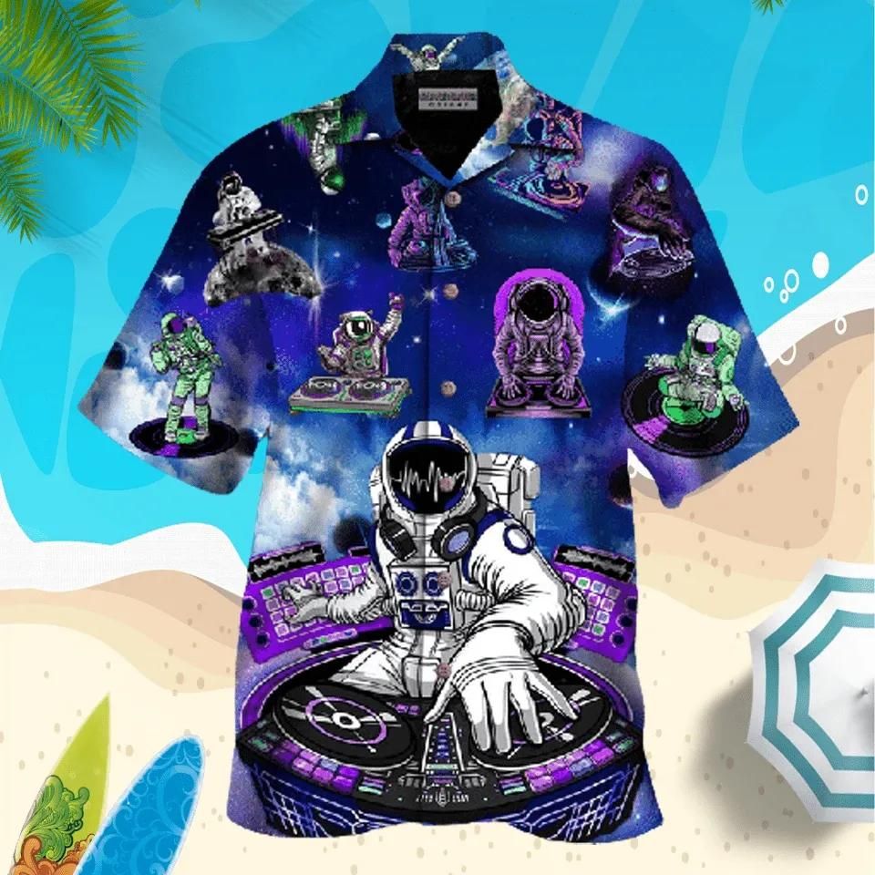 Astronaut Play Dj In The Space Aloha Hawaiian Shirt Colorful Short Sleeve Summer Beach Casual Shirt For Men And Women