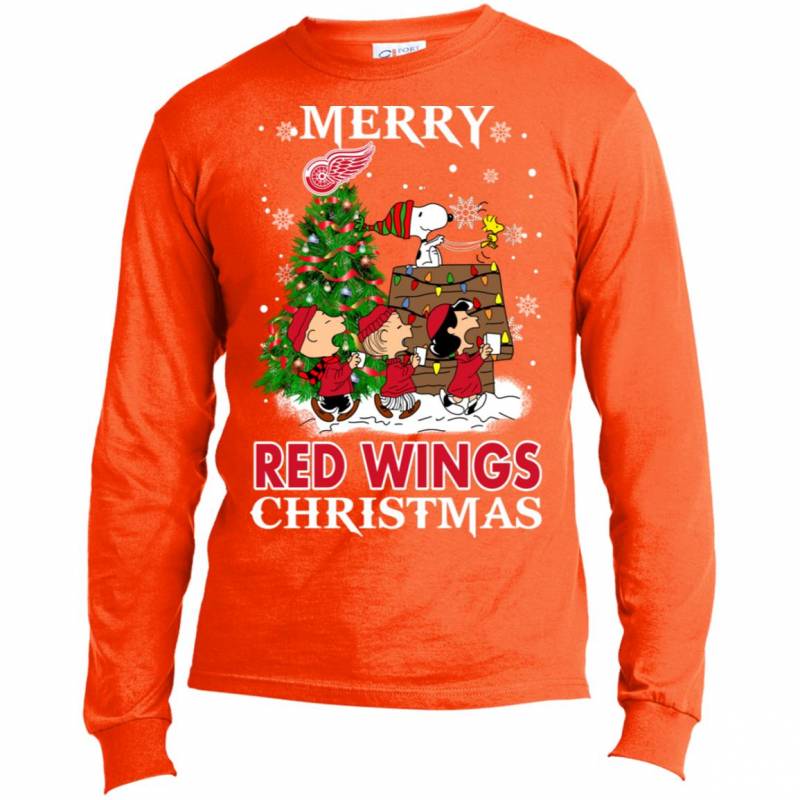 Merry Detroit Red Wings Christmas Snoopy Ugly Sweater Style Shirts