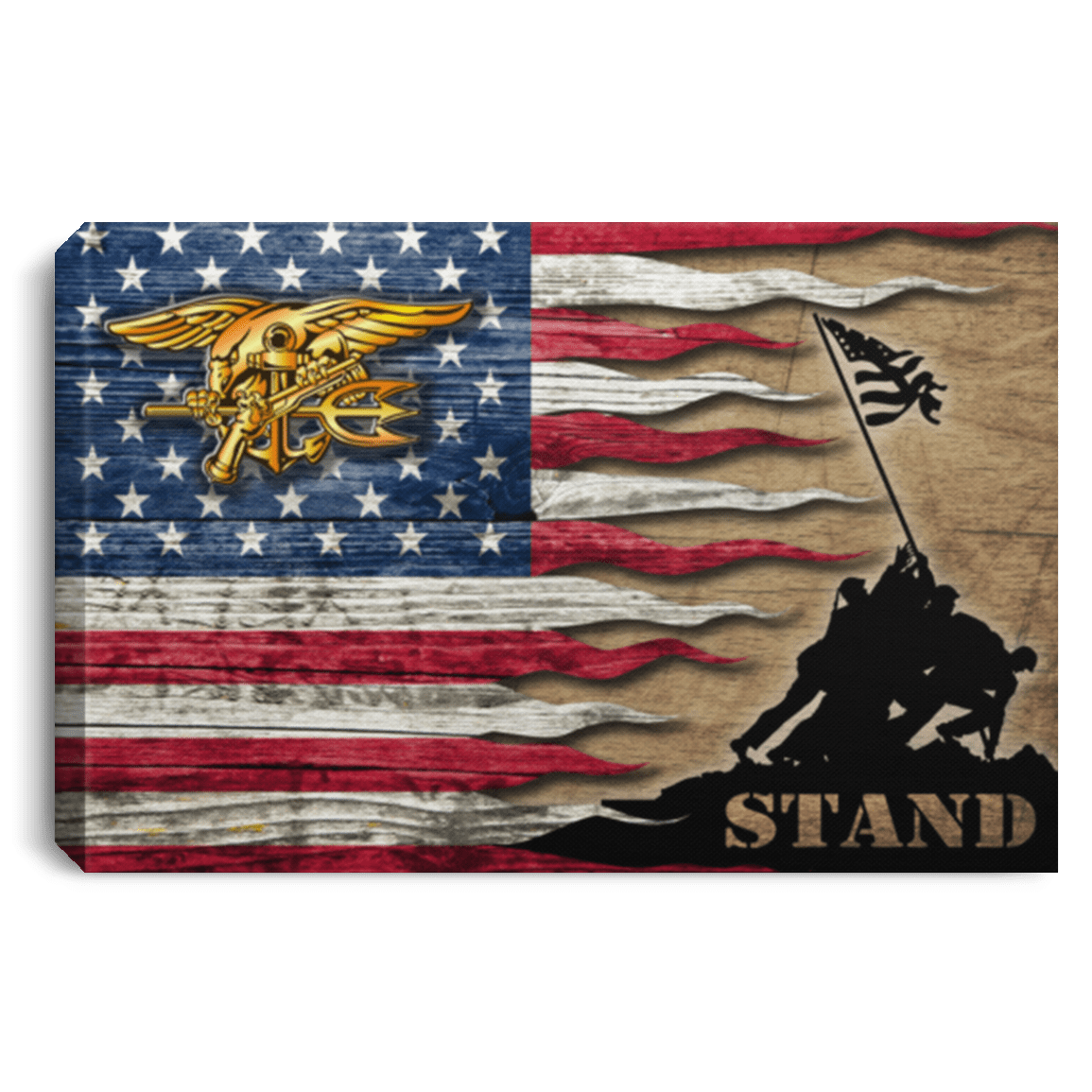 Us Navy Special Warfare Stand For The Flag 18X12 Inches Landscape Canvas .75In Frame