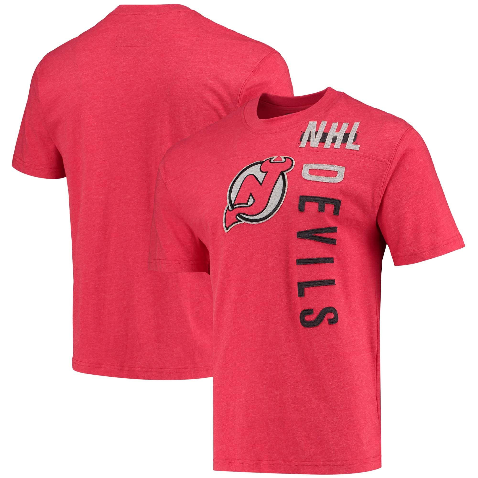 Men’S Old Time Hockey Heathered Red New Jersey Devils Eustis T-Shirt