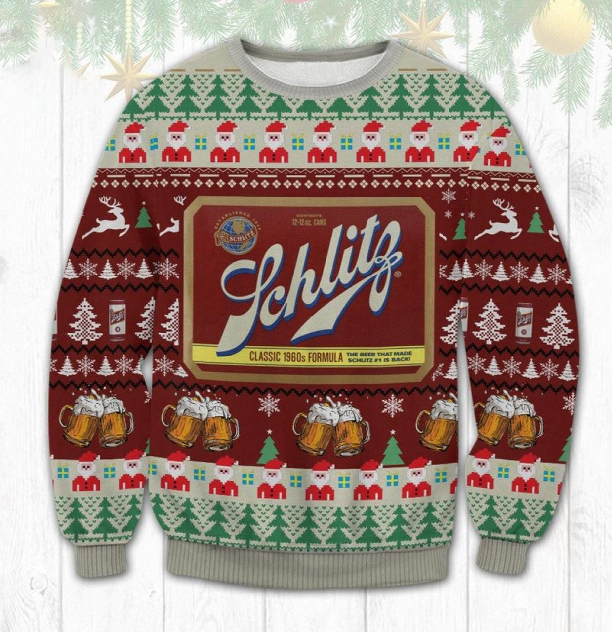 Schlitz Beer Ugly Christmas Sweater 2021 Shirt For Women Men Couple Family Funny Cute