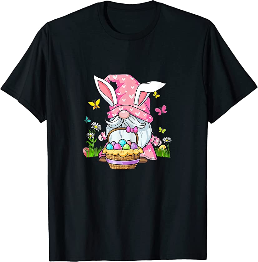 Cute Bunny Spring Gnome Happy Easter Day T-Shirt