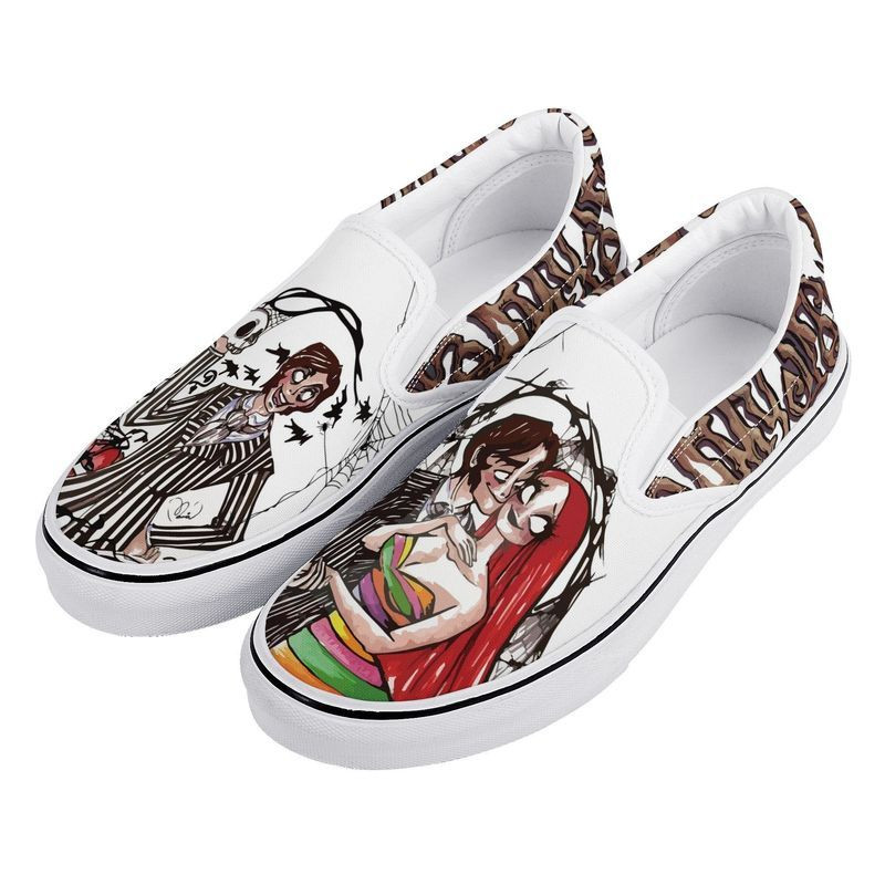 Jack Skellington And Sally Character Nightmare Before Christmas Gift For Fans Custom Shoes Slip On Shoes