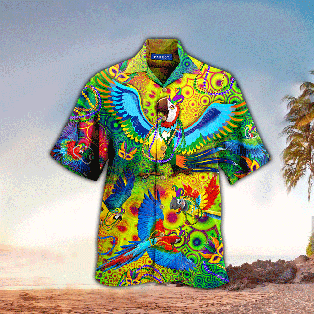 Mardi Gras Parrot Hawaii Shirt Aloha Ha60958