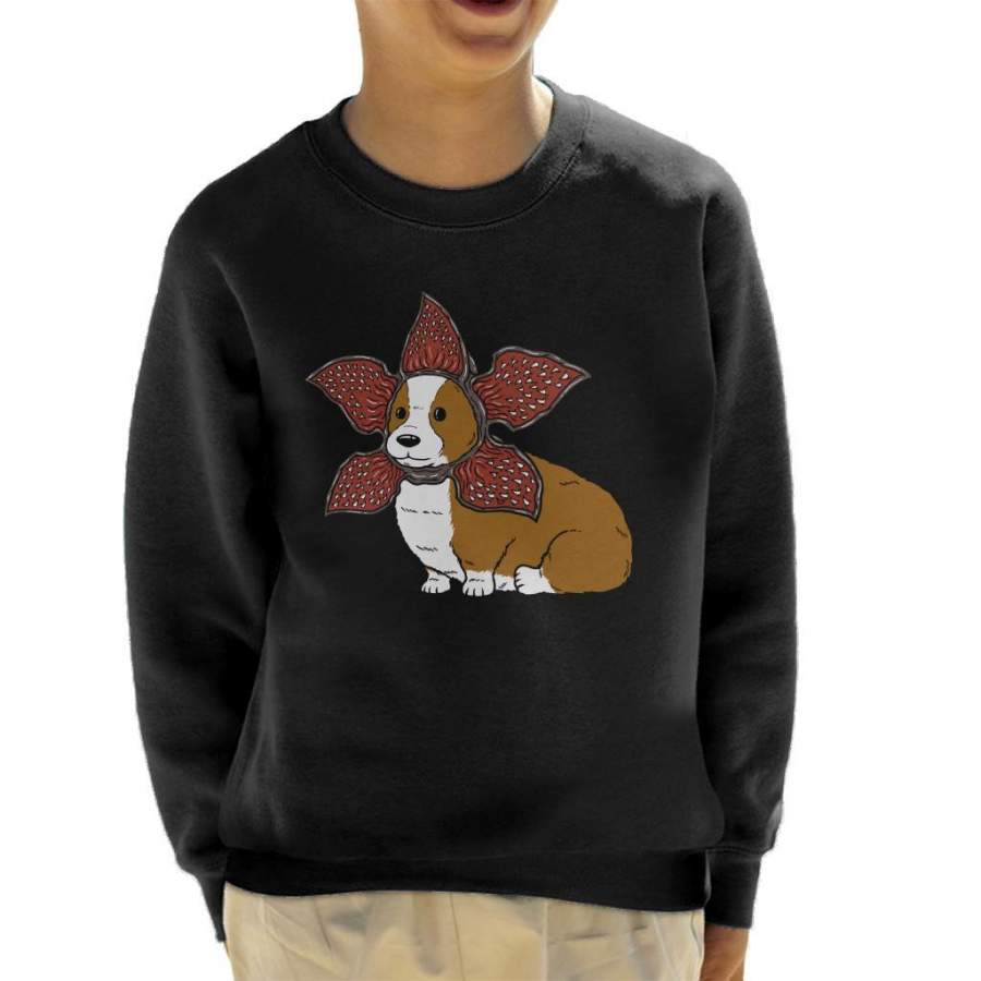 Not Safe For Cats Demogorgon Corgi Kid’s Sweatshirt