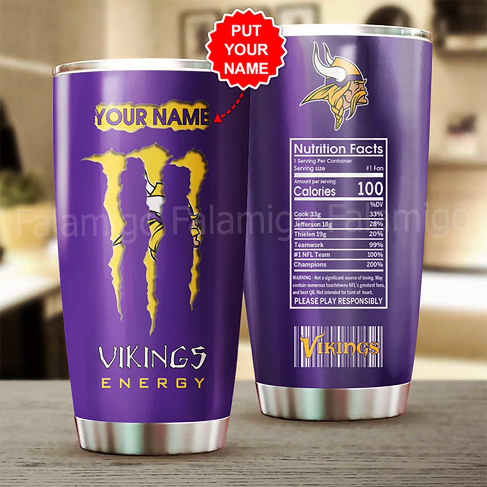 Personalized Minnesota Vikings Stainless Steel Tumbler – Tumbler 20oz