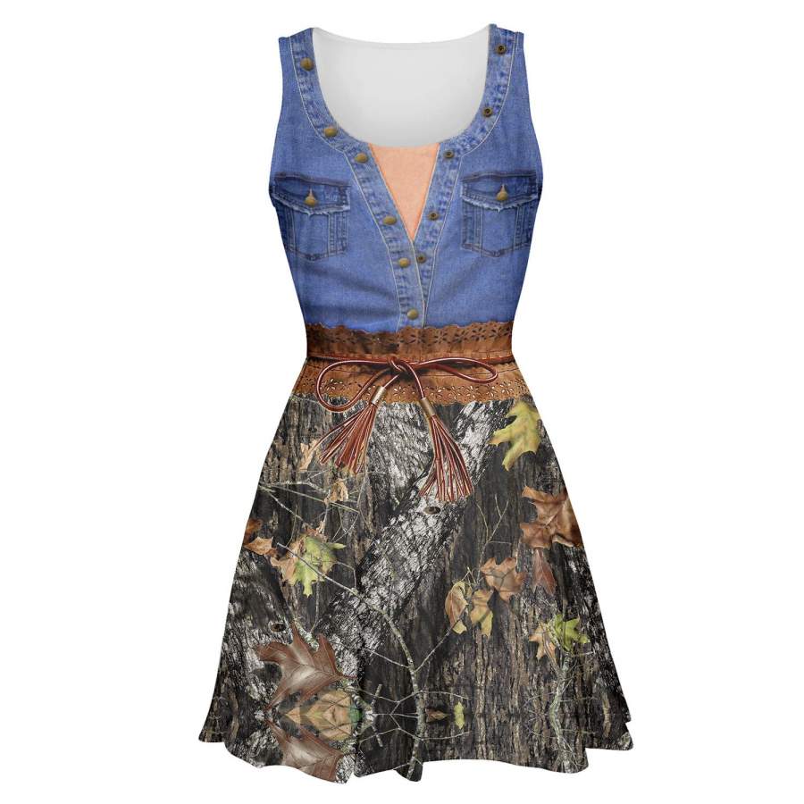 3D All Over Printed Skater Dress – Jean Mix Camo of Country Girl