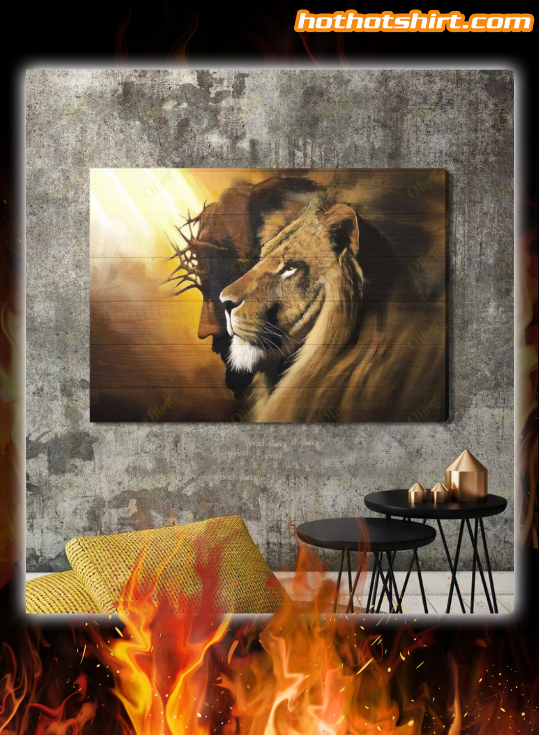 Awesome Lion And God Poster And Canvas