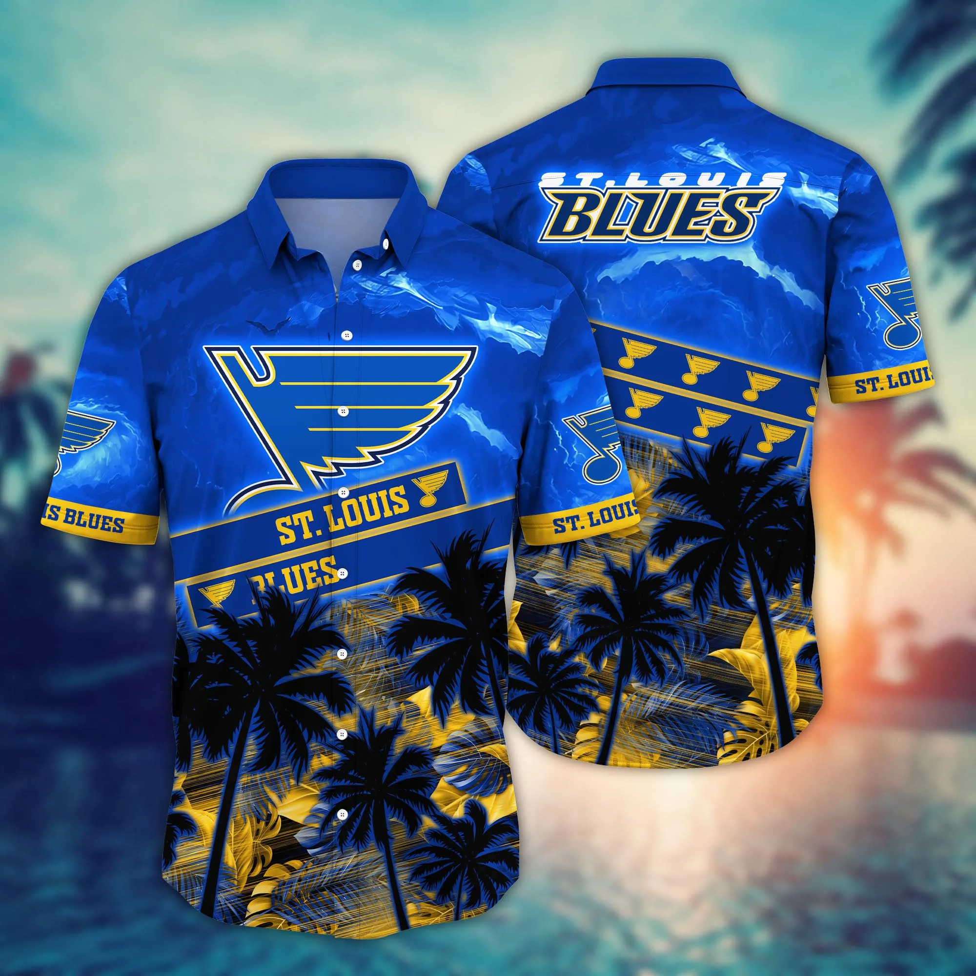 St. Louis Blues Nhl Hawaiian Shirt Warm Nightstime Aloha Shirt