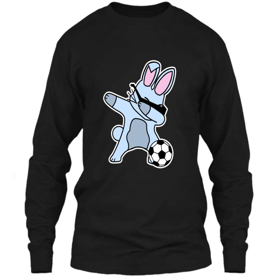 Dabbing Easter Bunny Soccer Ball T-Shirt LS Ultra Cotton Tshirt