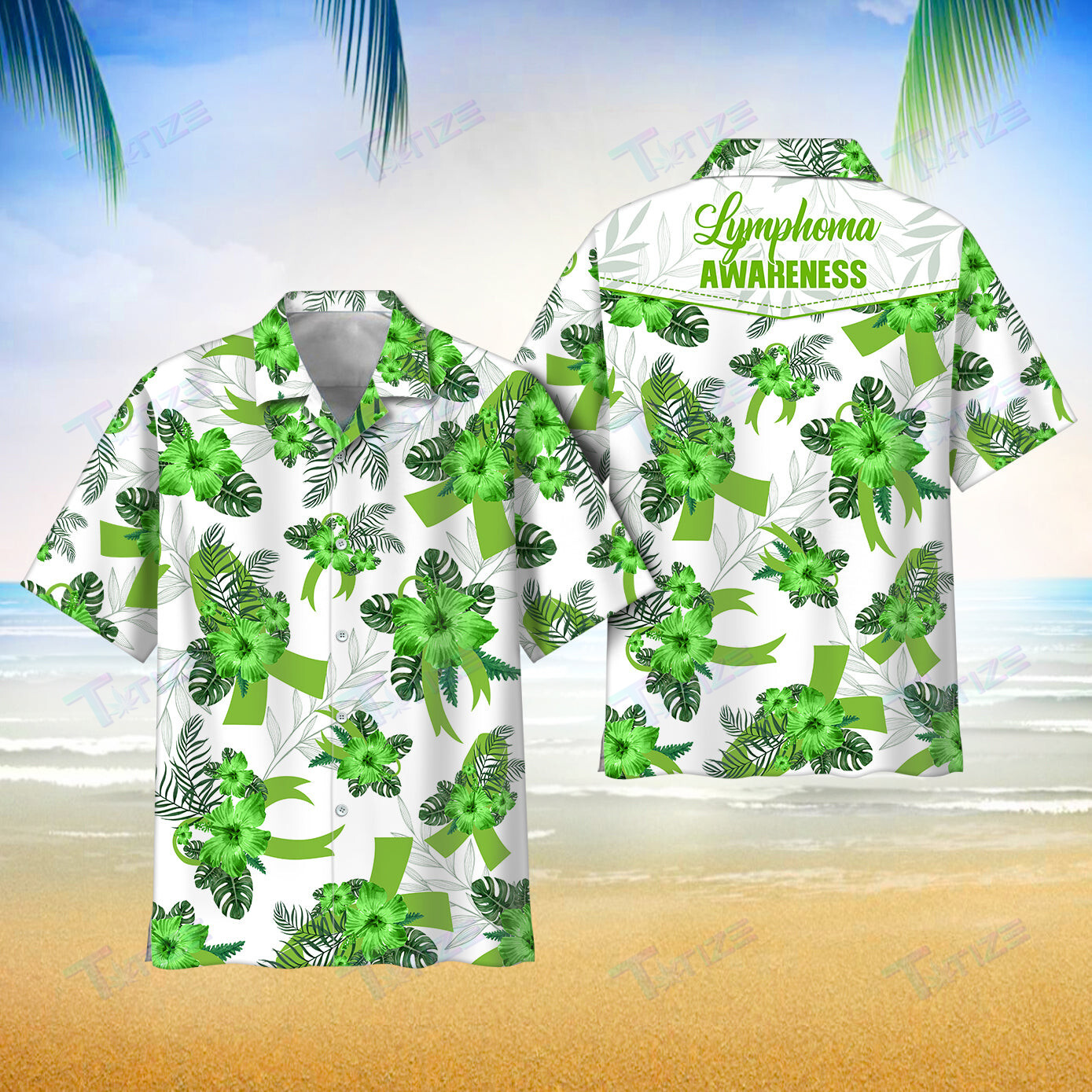 Lymphoma Awareness Aloha All Over Printed Hawaii Shirt Size S Ha25771