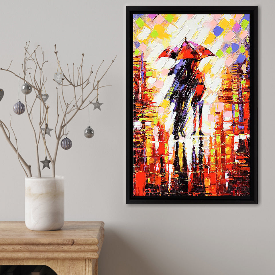 Winter Nights Umbrella Framed Canvas Print – Canvas Painting, Canvas Art, Wall Art, Wall Decor