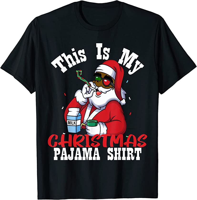 This is my christmas pajama shirt African American santa T-Shirt