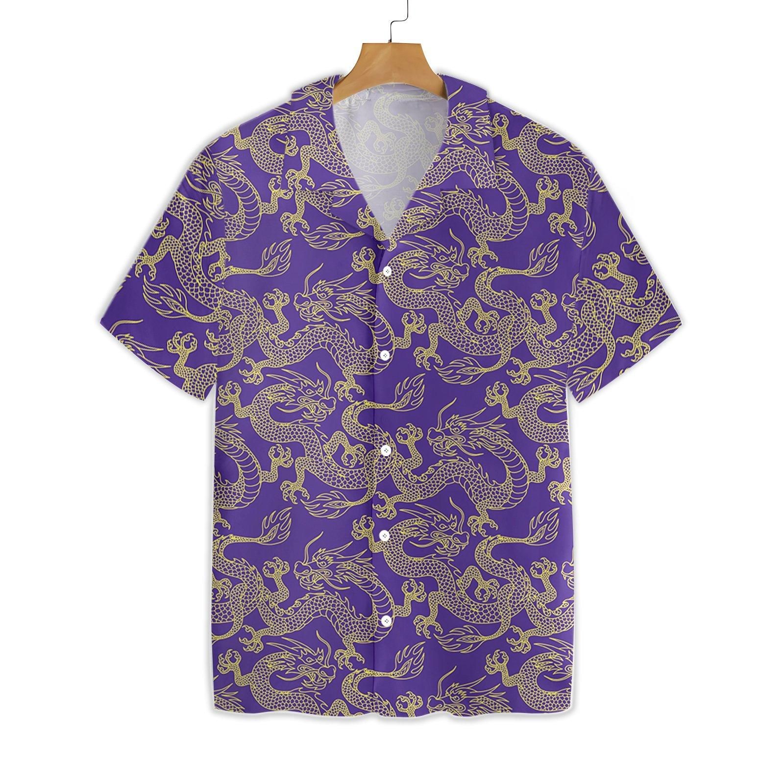 Purple And Gold Edition Oriental Dragon 1912 Hawaii Shirt Ha66177