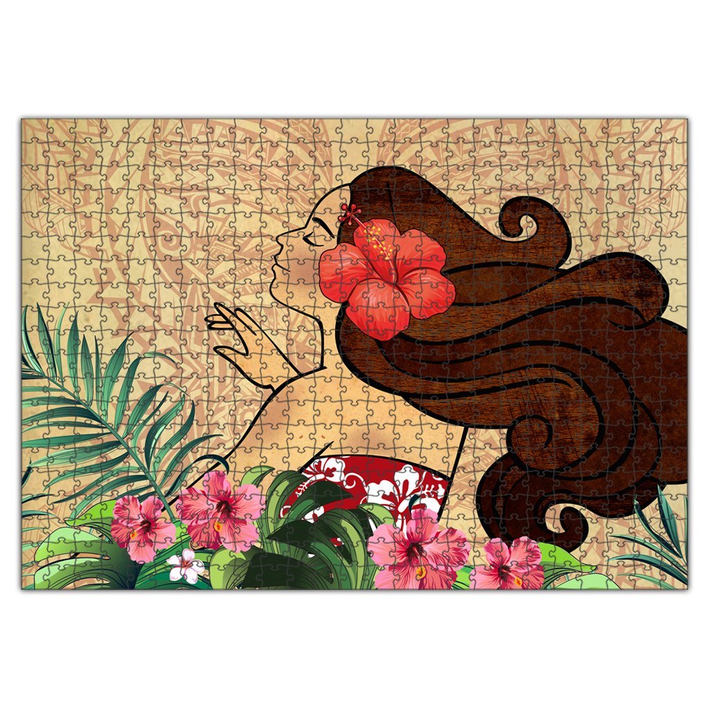 Hawaiian Hula Girl And Hibiscus Polynesian Puzzle – AH – A0 ...