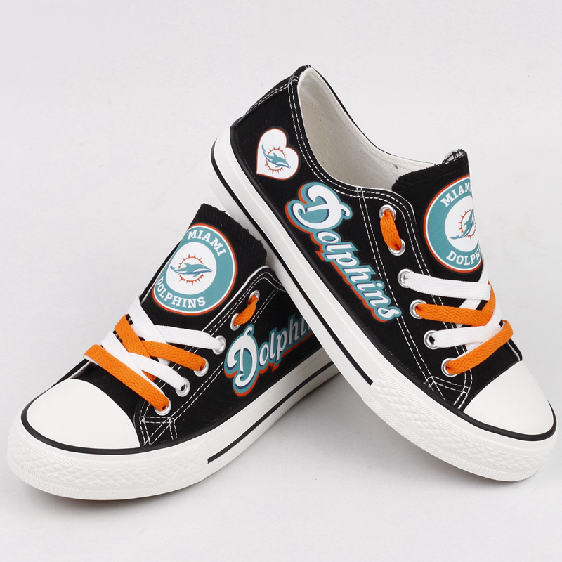 Miami Dolphins Canvas Shoes Black Sneakers Style #4