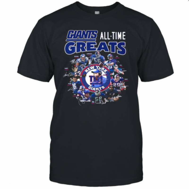 New York Giants Football All Time Greats Players Signatures Unisex Jersey Tee