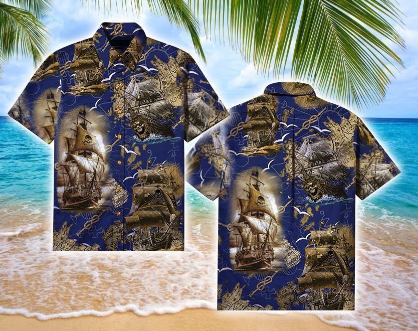 Get Now Amazing Pirate Ship Halloween Hawaii Aloha Shirts Ha32172