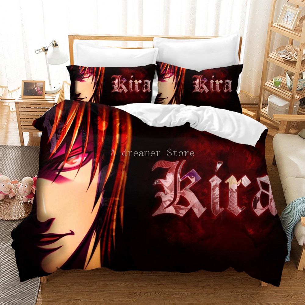 3D Printing Anime Bedding Set Duvet Cover Death Note Bed Set Soft S Bedclothes Duvet Cover King Size