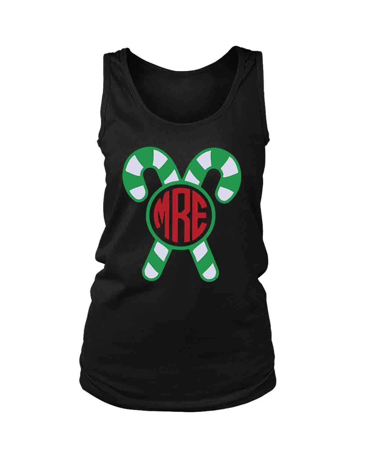 Candy Cane Christmas Holiday Monogram Women’S Tank Top