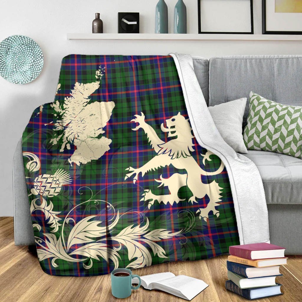 Tartan Blanket Morrison Modern Tartan Scotland Lion Thistle Map Plaid Blanket