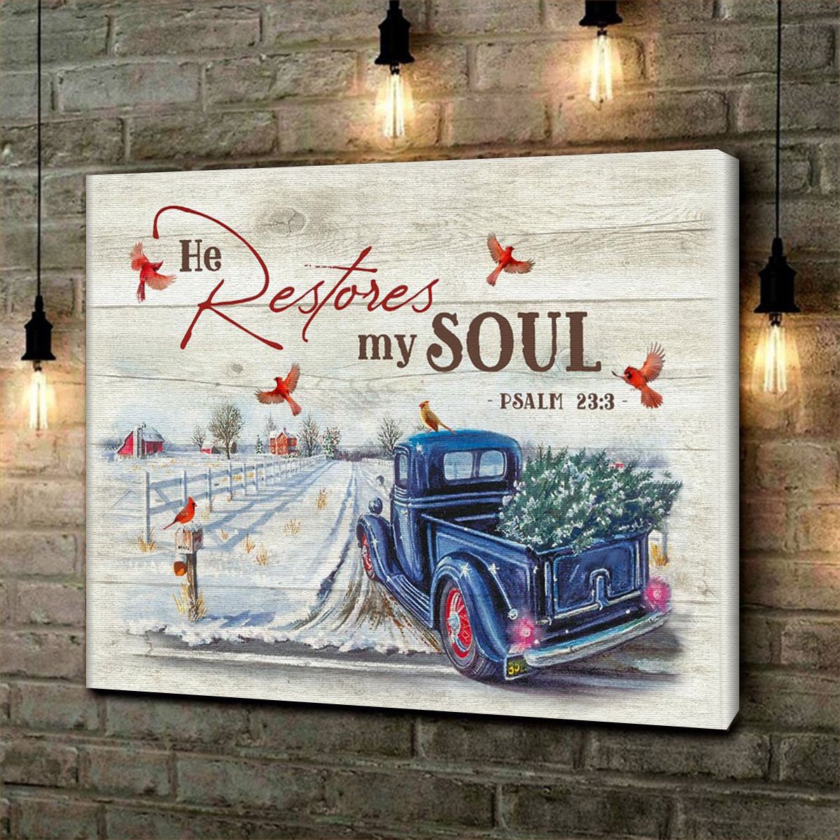 Personalized He Restores My Soul Bible Quote Christmas Gift Idea – Canvas Prints Poster Wall Art