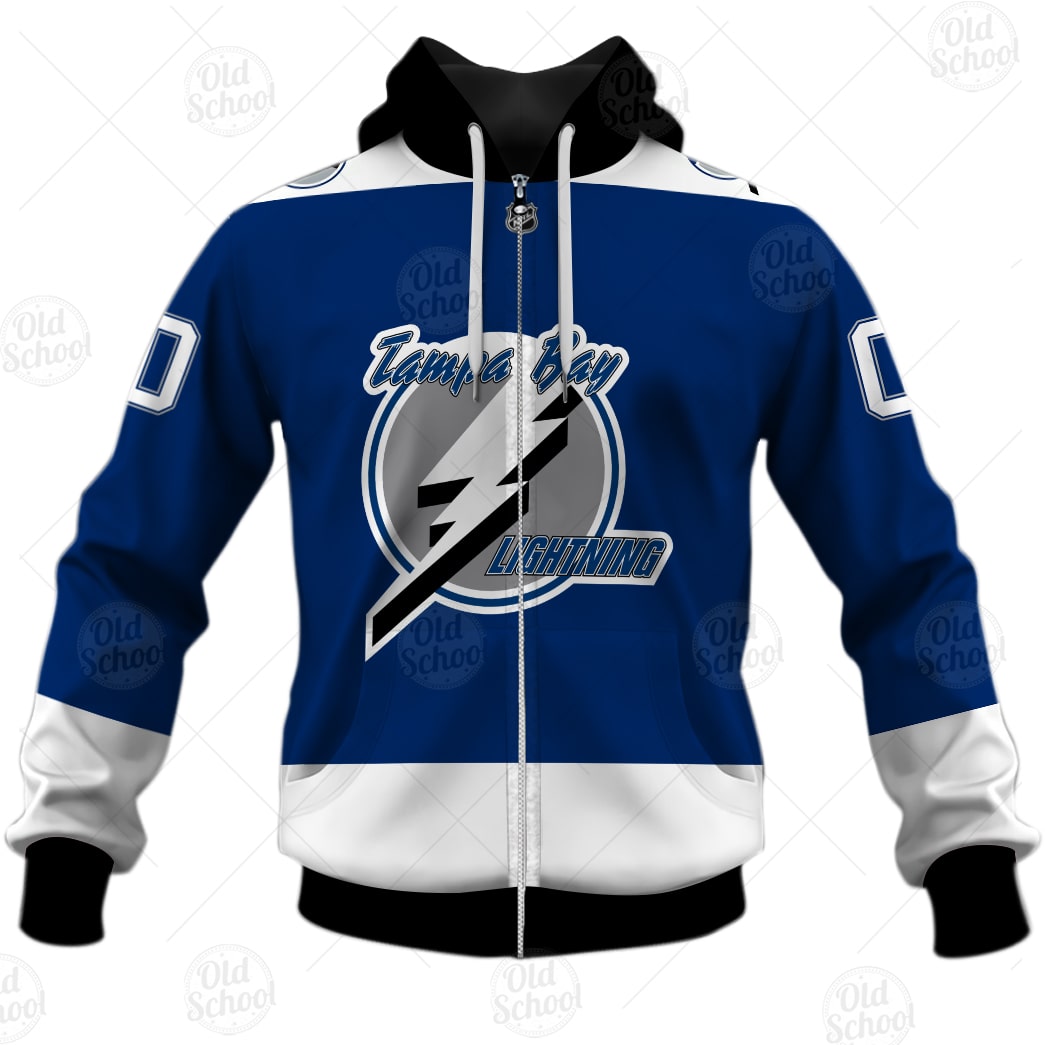 Tampa Bay Lightning Custom Name Number 2021 Reverse Retro Alternate Jersey Zip Up Hoodie