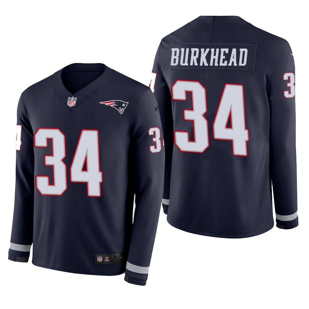 New England Patriots Rex Burkhead Therma Long Sleeve Mens Jersey Navy