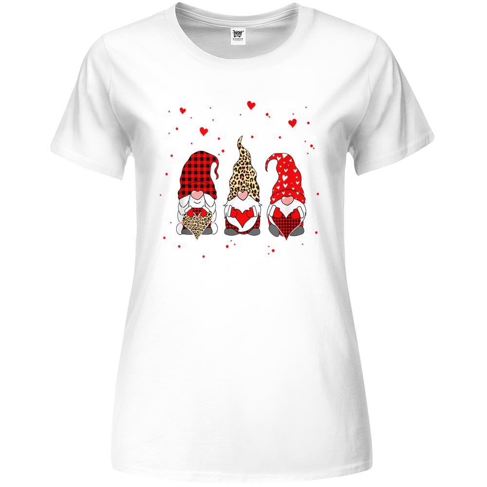 Valentine Gnomes Hearts Leopard Plaid For Girlfriend Premium Womens T Shirts