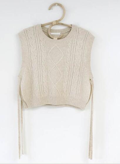 Winter Spring Basic Wear Tops Knitted Sweater Women Fashion Sleeveless Vest Design Brown Knitting Vest Korea Style 9802 alx