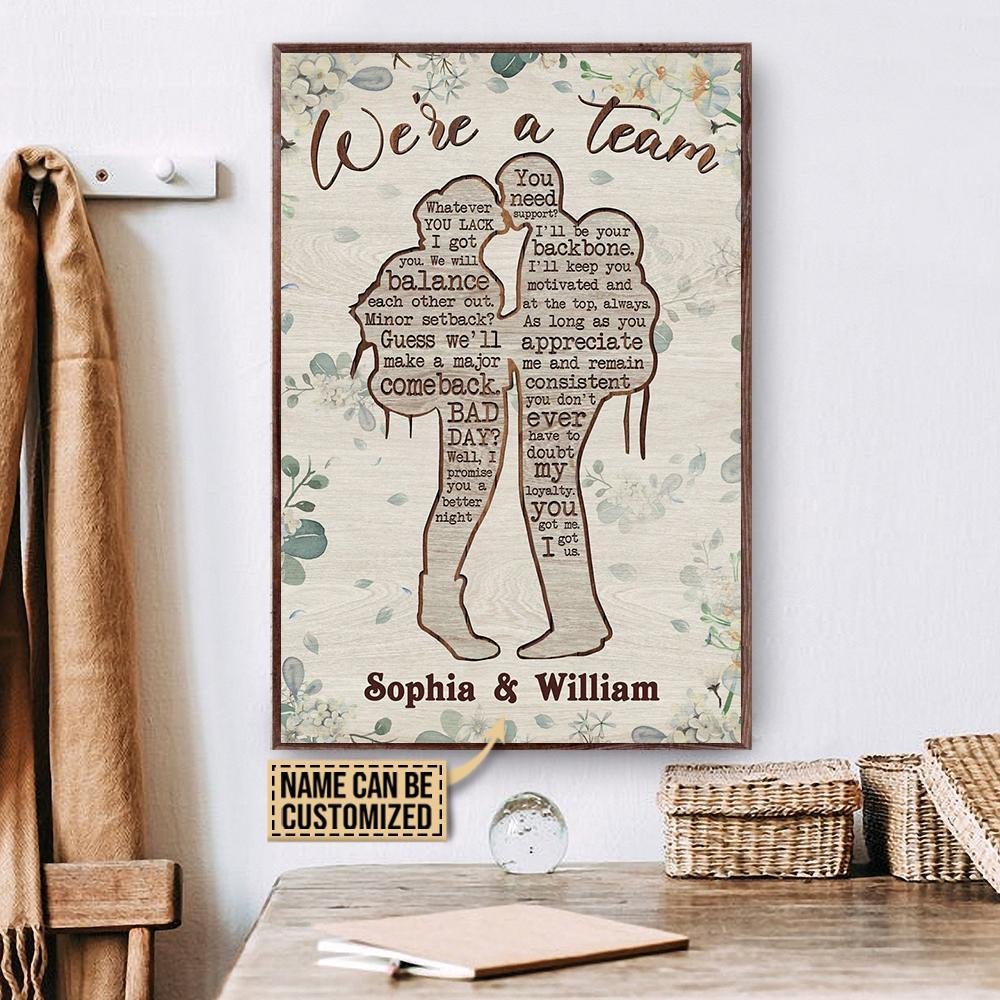 Aeticon Gifts Personalized Camping Couple Floral Were A Team Canvas Mom Dad Gift Home Decor