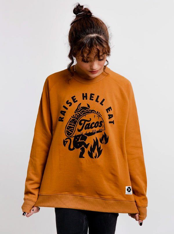 Unisex Raise Hell Eat Tacos Crewneck Sweatshirt By Pyknic