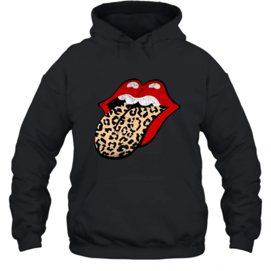 Red Lips, Leopard Tongue, iconic band Hoodie