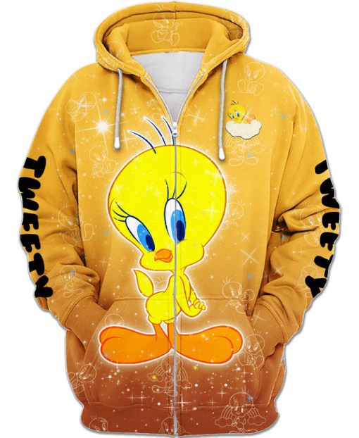 Adorable Tweety Zip Up Hoodie Gift For Anime Fan 3D Full Printing Zipper 4021