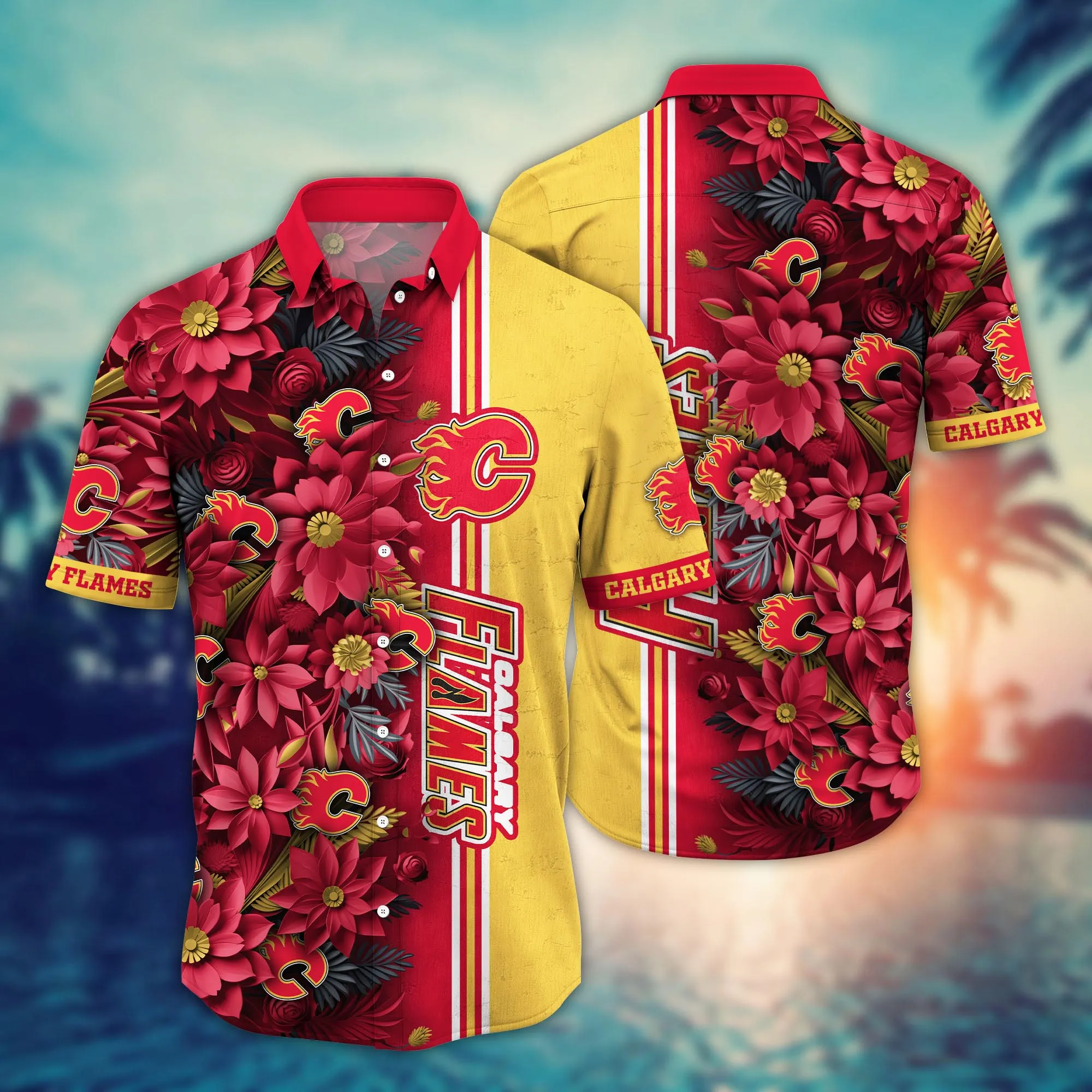 Calgary Flames Nhl Hawaiian Shirt Custom Mosquito Bites Aloha Shirt