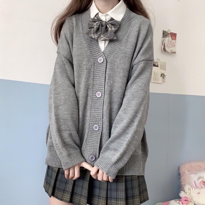 Cardigan Women Solid Autumn Harajuku Loose Sweaters Student Preppy Sweet Girl Cute Knitwear New All-match Soft Hot Sale Basic alx