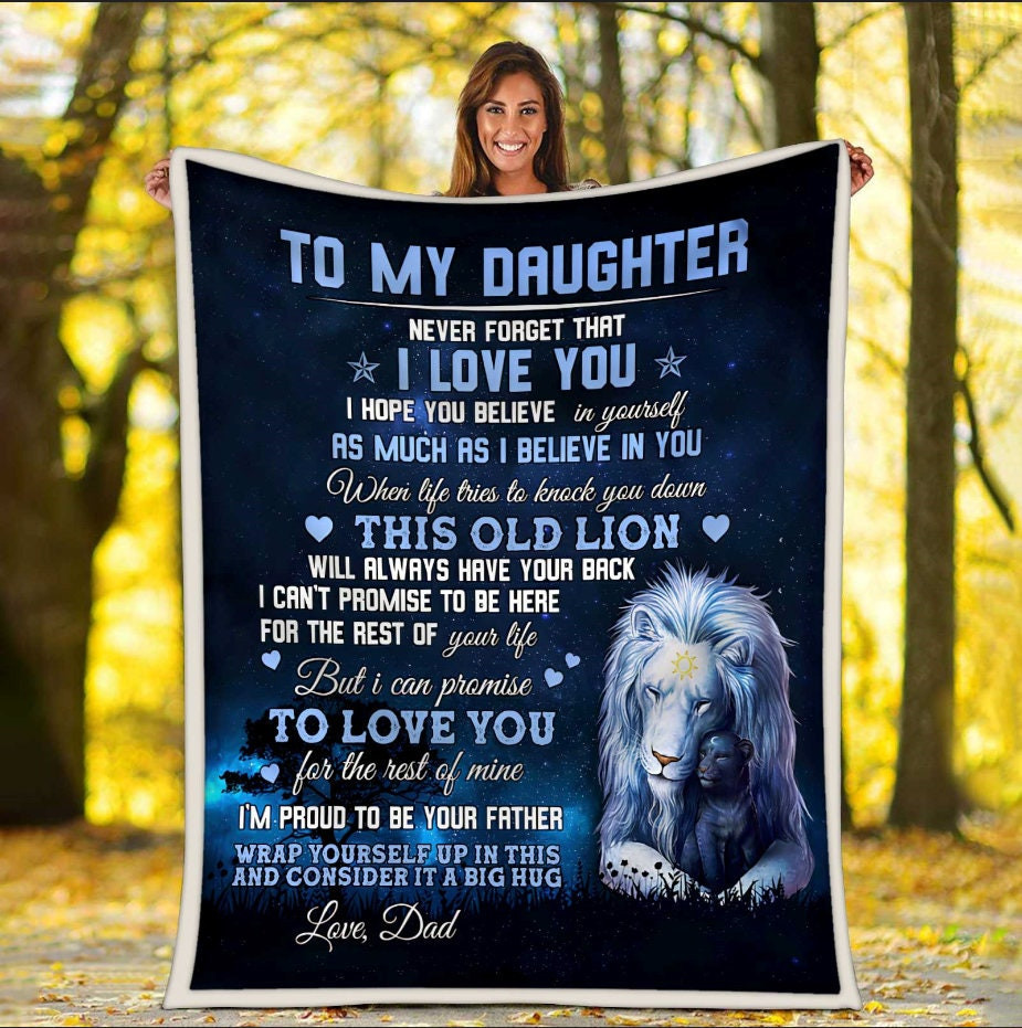 My Daughter Lion Sherpa Blanket Christmas Blanket Family Matching Gift Custom Blanket Christmas Blanket Baby Girl Christmas Gift