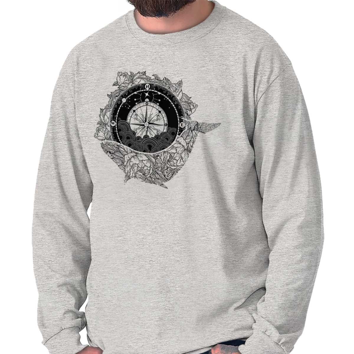 Whale Compass Long Sleeve T Shirt