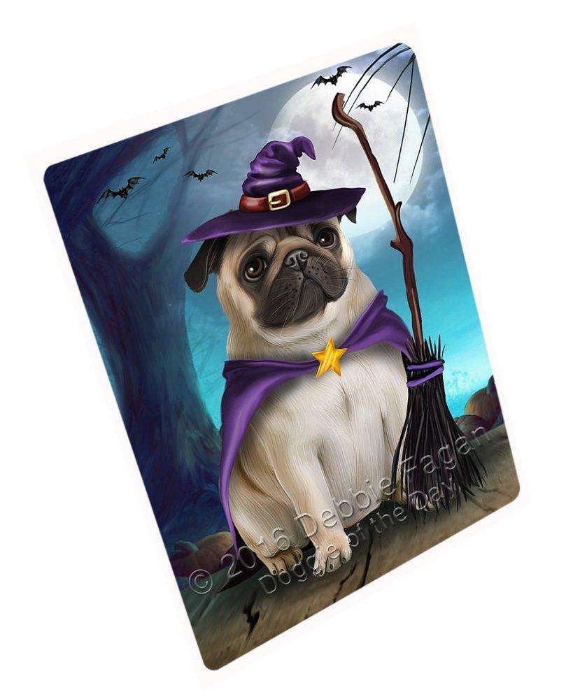 Happy Halloween Trick Or Treat Pug Dog Witch Art Portrait Print Woven Throw Sherpa Plush Fleece Blanket