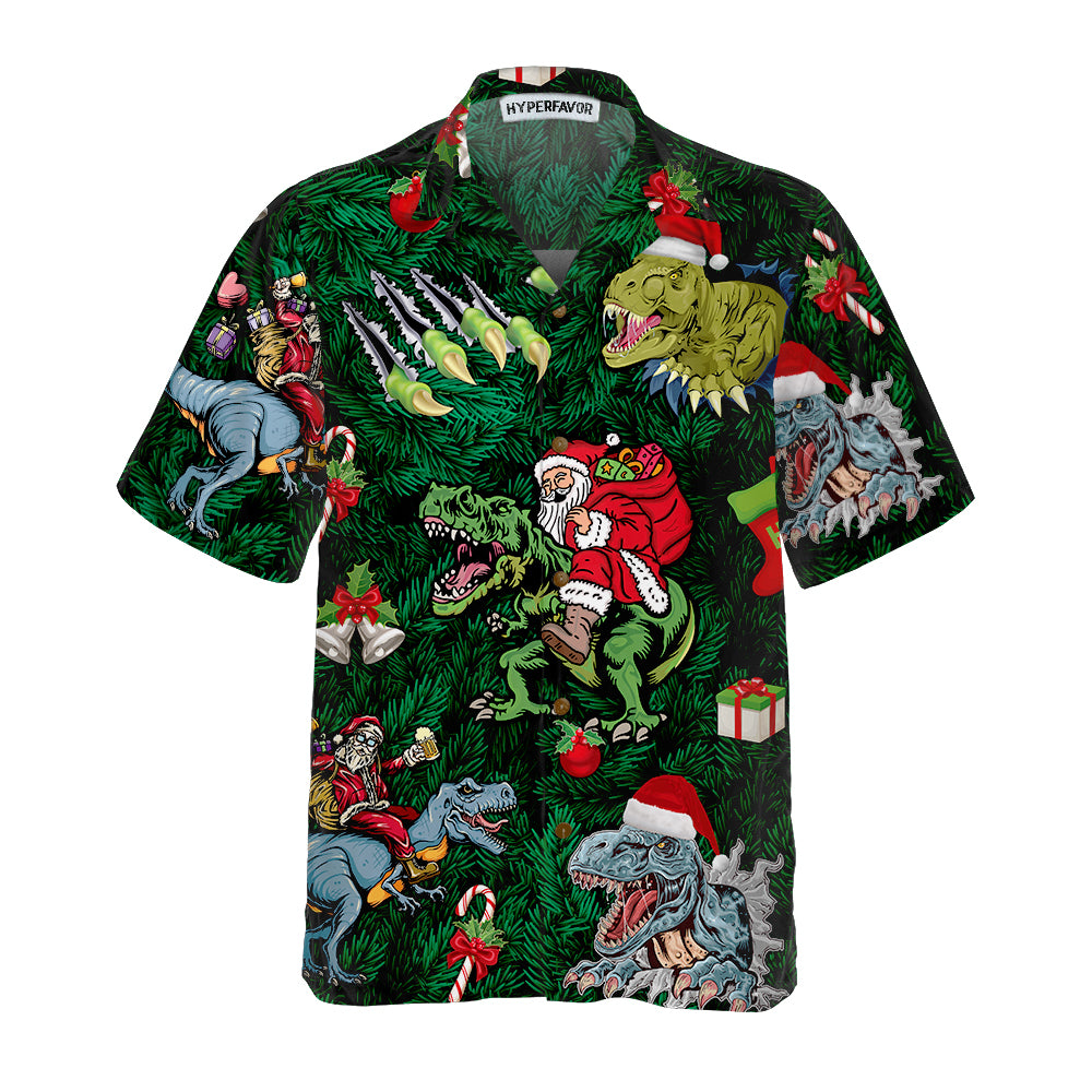 Christmas Holiday With T-Rex Hawaiian Shirt, Funny Dinosaur Christmas Shirt, Best Xmas Gift Idea